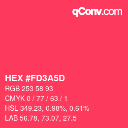 颜色代码: HEX #FD3A5D | qconv.com