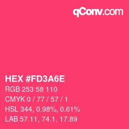 Color code: HEX #FD3A6E | qconv.com