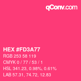 カラーコード: HEX #FD3A77 | qconv.com