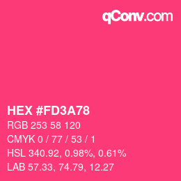カラーコード: HEX #FD3A78 | qconv.com