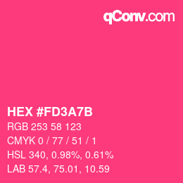 Color code: HEX #FD3A7B | qconv.com