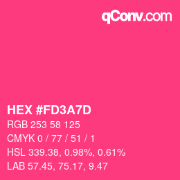 カラーコード: HEX #FD3A7D | qconv.com