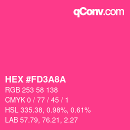 颜色代码: HEX #FD3A8A | qconv.com