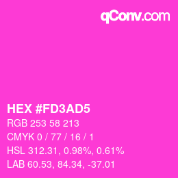 颜色代码: HEX #FD3AD5 | qconv.com