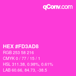 颜色代码: HEX #FD3AD8 | qconv.com