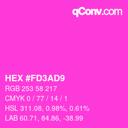 カラーコード: HEX #FD3AD9 | qconv.com