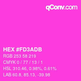 カラーコード: HEX #FD3ADB | qconv.com