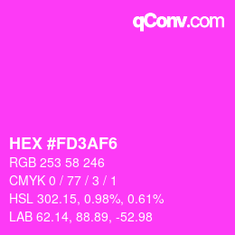 Color code: HEX #FD3AF6 | qconv.com