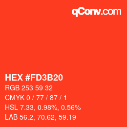 Color code: HEX #FD3B20 | qconv.com