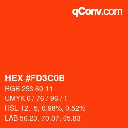 Color code: HEX #FD3C0B | qconv.com
