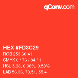 Color code: HEX #FD3C29 | qconv.com