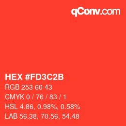 カラーコード: HEX #FD3C2B | qconv.com