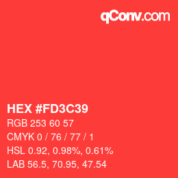 Color code: HEX #FD3C39 | qconv.com