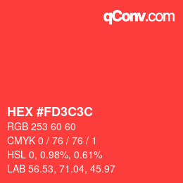 Farbcode: HEX #FD3C3C | qconv.com