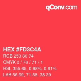 Color code: HEX #FD3C4A | qconv.com