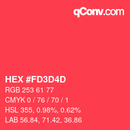 カラーコード: HEX #FD3D4D | qconv.com