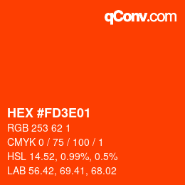 Color code: HEX #FD3E01 | qconv.com