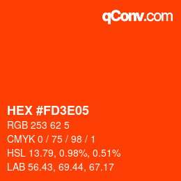 カラーコード: HEX #FD3E05 | qconv.com