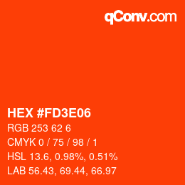 Color code: HEX #FD3E06 | qconv.com