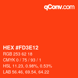 Color code: HEX #FD3E12 | qconv.com