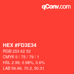 Color code: HEX #FD3E34 | qconv.com