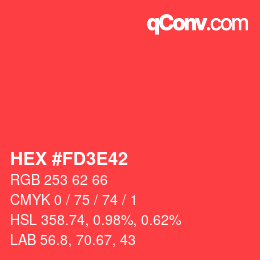 Color code: HEX #FD3E42 | qconv.com