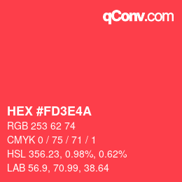 カラーコード: HEX #FD3E4A | qconv.com