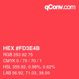 カラーコード: HEX #FD3E4B | qconv.com