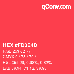 Farbcode: HEX #FD3E4D | qconv.com