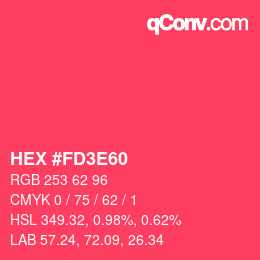 Color code: HEX #FD3E60 | qconv.com