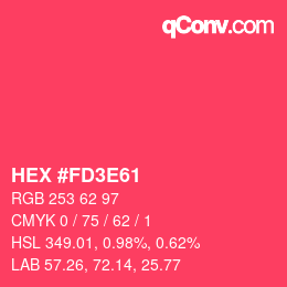 Color code: HEX #FD3E61 | qconv.com