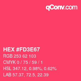 Color code: HEX #FD3E67 | qconv.com