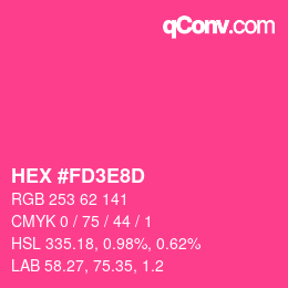 カラーコード: HEX #FD3E8D | qconv.com