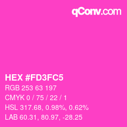 颜色代码: HEX #FD3FC5 | qconv.com