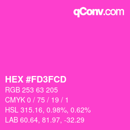 カラーコード: HEX #FD3FCD | qconv.com