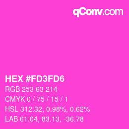 颜色代码: HEX #FD3FD6 | qconv.com