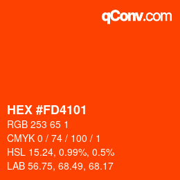 カラーコード: HEX #FD4101 | qconv.com