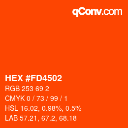 Color code: HEX #FD4502 | qconv.com