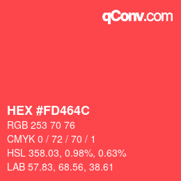 Color code: HEX #FD464C | qconv.com