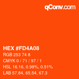 Color code: HEX #FD4A08 | qconv.com