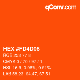 颜色代码: HEX #FD4D08 | qconv.com