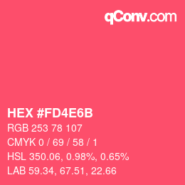 カラーコード: HEX #FD4E6B | qconv.com