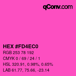 颜色代码: HEX #FD4EC0 | qconv.com