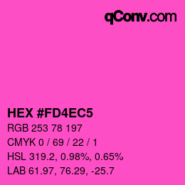 颜色代码: HEX #FD4EC5 | qconv.com
