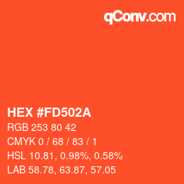 Color code: HEX #FD502A | qconv.com