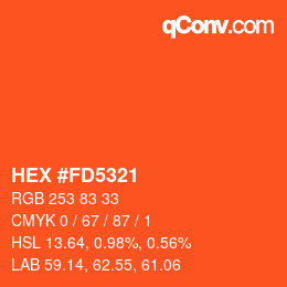 颜色代码: HEX #FD5321 | qconv.com