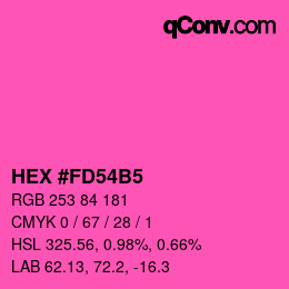 颜色代码: HEX #FD54B5 | qconv.com