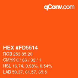 カラーコード: HEX #FD5514 | qconv.com