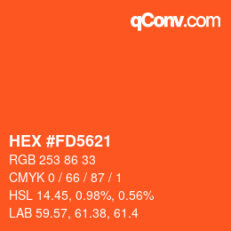 カラーコード: HEX #FD5621 | qconv.com