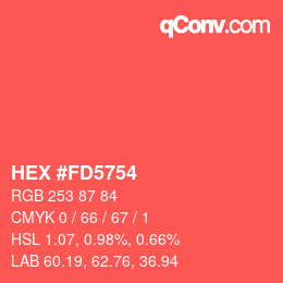 カラーコード: HEX #FD5754 | qconv.com